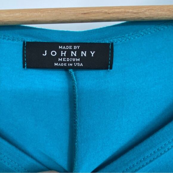 Made by Johnny Tunic Top Medium Rushed Side Costal Made in the USA Aqua - Picture 8 of 8